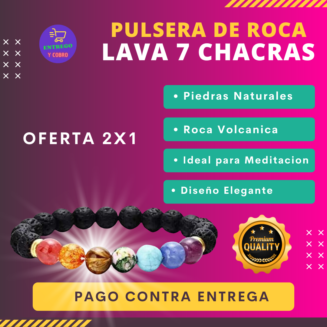 ¡Oferta: 2x1: Pulseras de Roca de Lava 7 Chakras