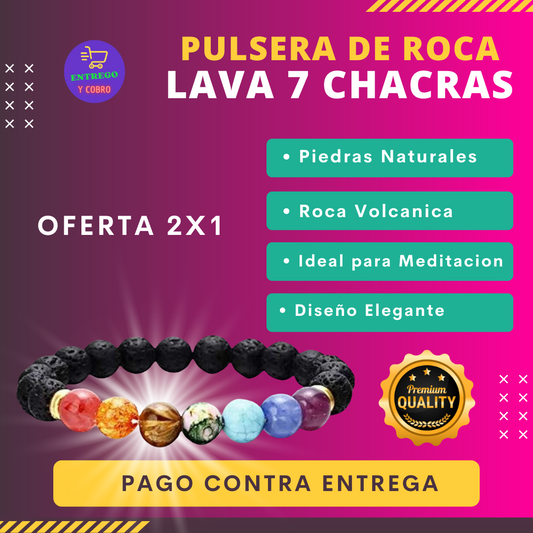 ¡Oferta: 2x1: Pulseras de Roca de Lava 7 Chakras