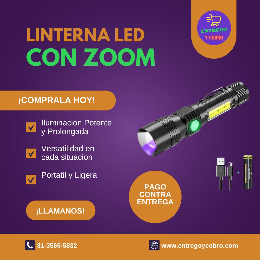 Linterna Led con Zoom 3 Modos